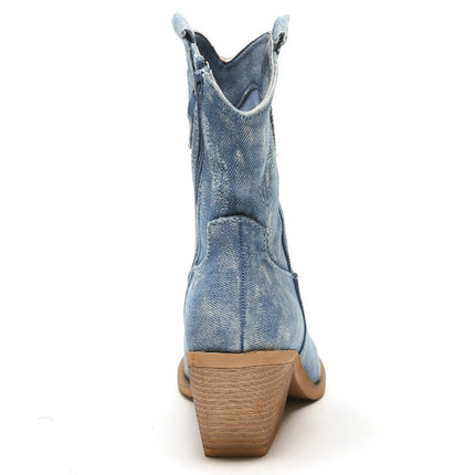 Smile Favorites Kurze Cowboystiefel Jeans Blau Beschädigt