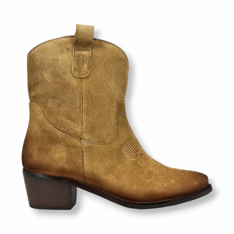 Smile Favorites Kurze Cowboystiefel Khaki Wildleder