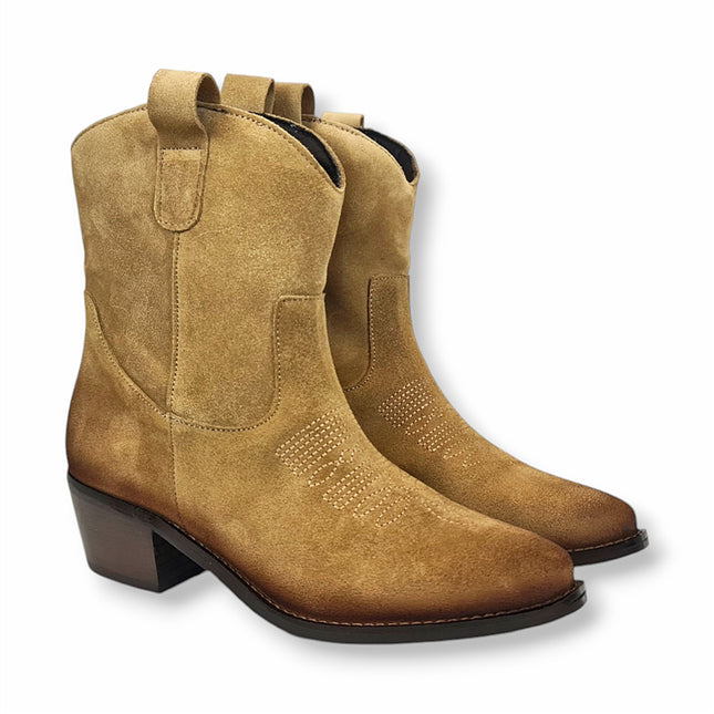 Smile Favorites Kurze Cowboystiefel Khaki Wildleder