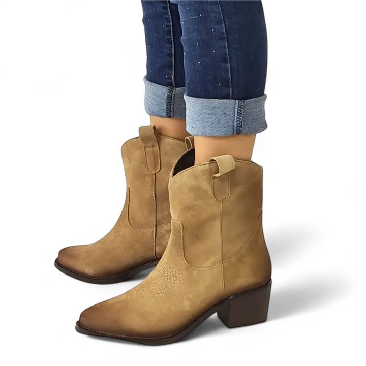 Smile Favorites Kurze Cowboystiefel Khaki Wildleder