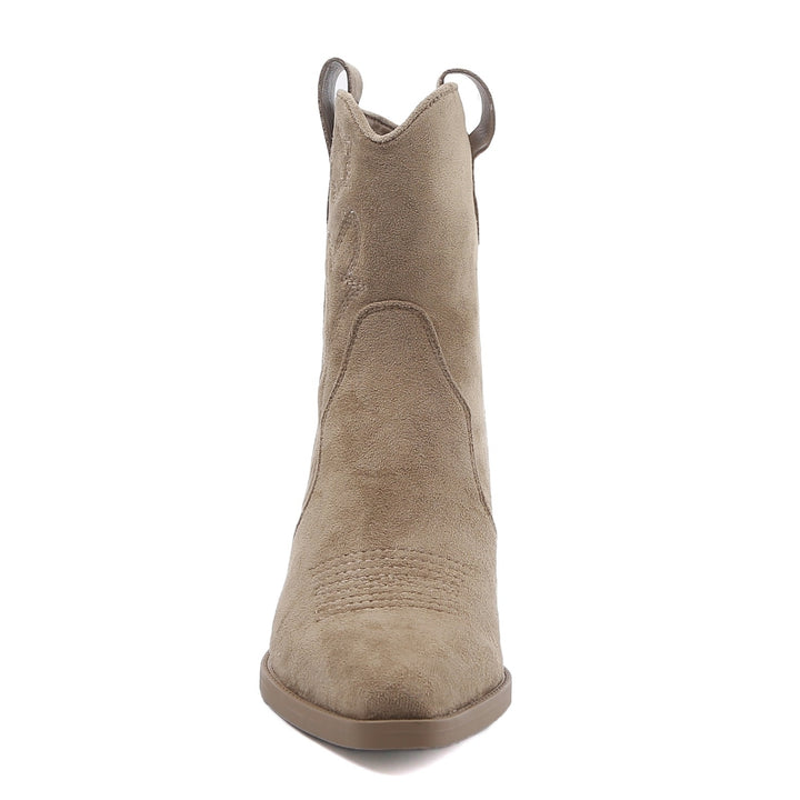 Smile Favorites Kurze Cowboystiefel Taupe Khaki Suedine Short Star