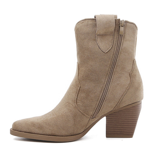 Smile Favorites Kurze Cowboystiefel Taupe Khaki Suedine Short Star