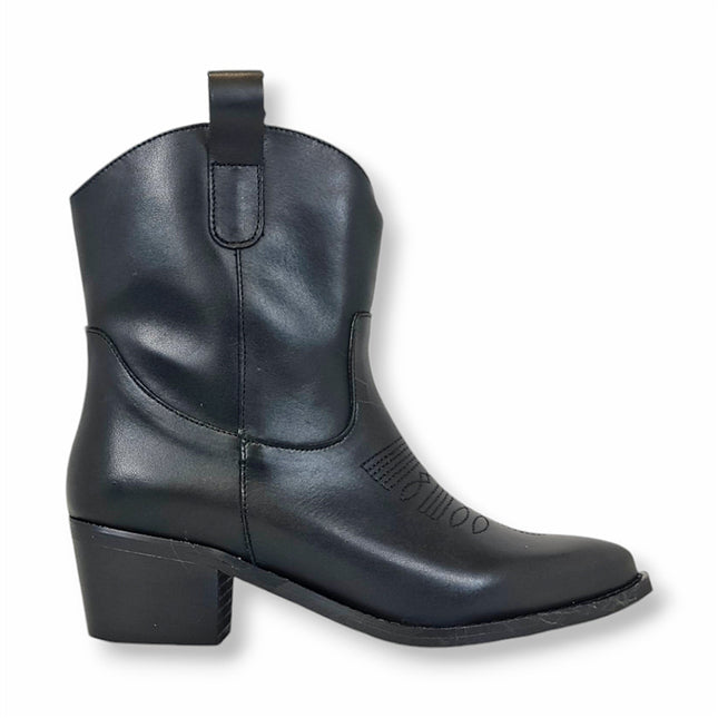 Smile Favorites Kurze Cowboystiefel Schwarzes Leder