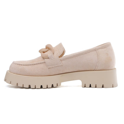 Smile Favorites Loafers Beige Wildleder Kette