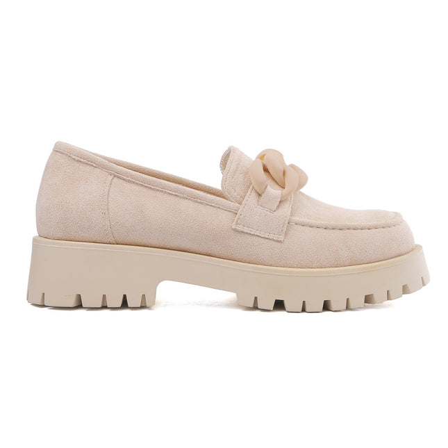 Smile Favorites Loafers Beige Wildleder Kette