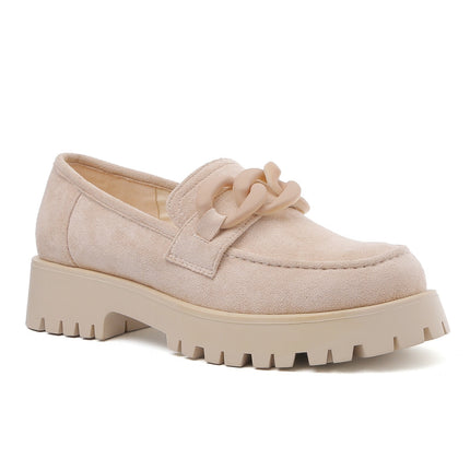Smile Favorites Loafers Beige Wildleder Kette