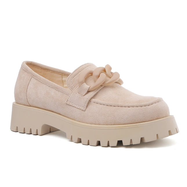 Smile Favorites Loafers Beige Wildleder Kette