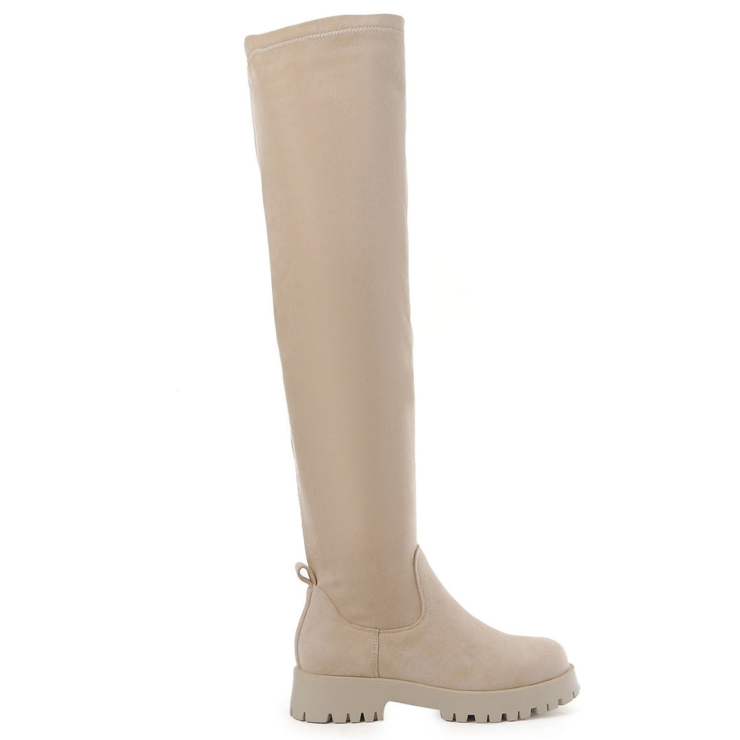 Smile Favorites Overknee-Stiefel Beige Veloursleder