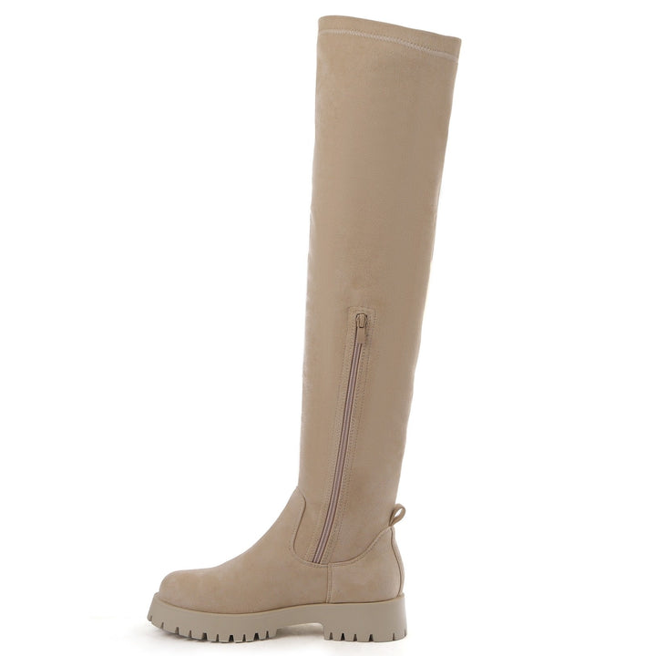 Smile Favorites Overknee-Stiefel Beige Veloursleder