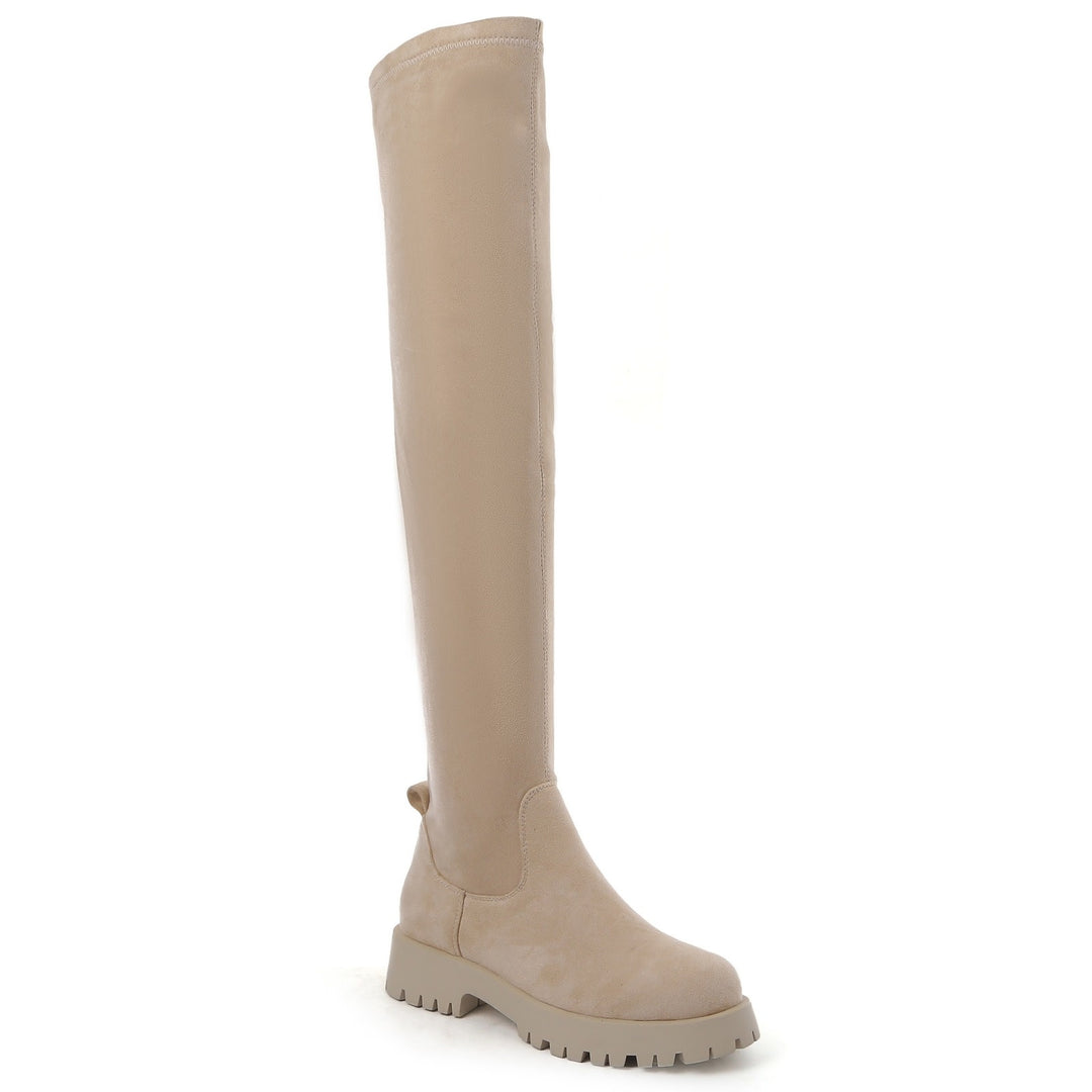 Smile Favorites Overknee-Stiefel Beige Veloursleder