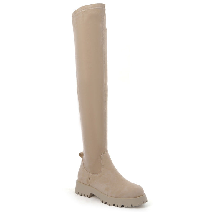 Smile Favorites Overknee-Stiefel Beige Veloursleder