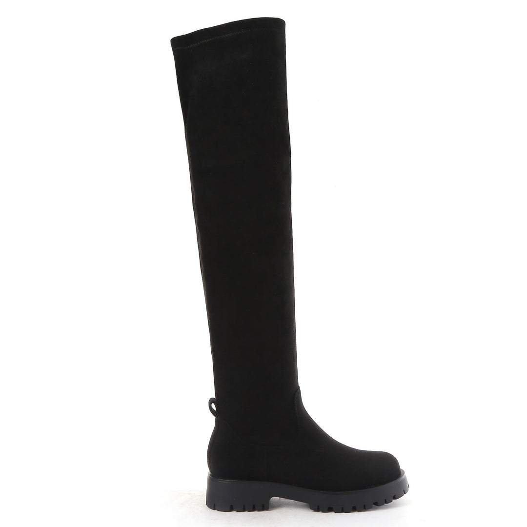 Smile Favorites Overknee-Stiefel Schwarzes Veloursleder
