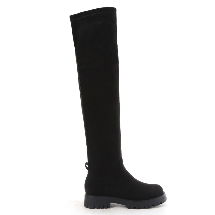 Smile Favorites Overknee-Stiefel Schwarzes Veloursleder