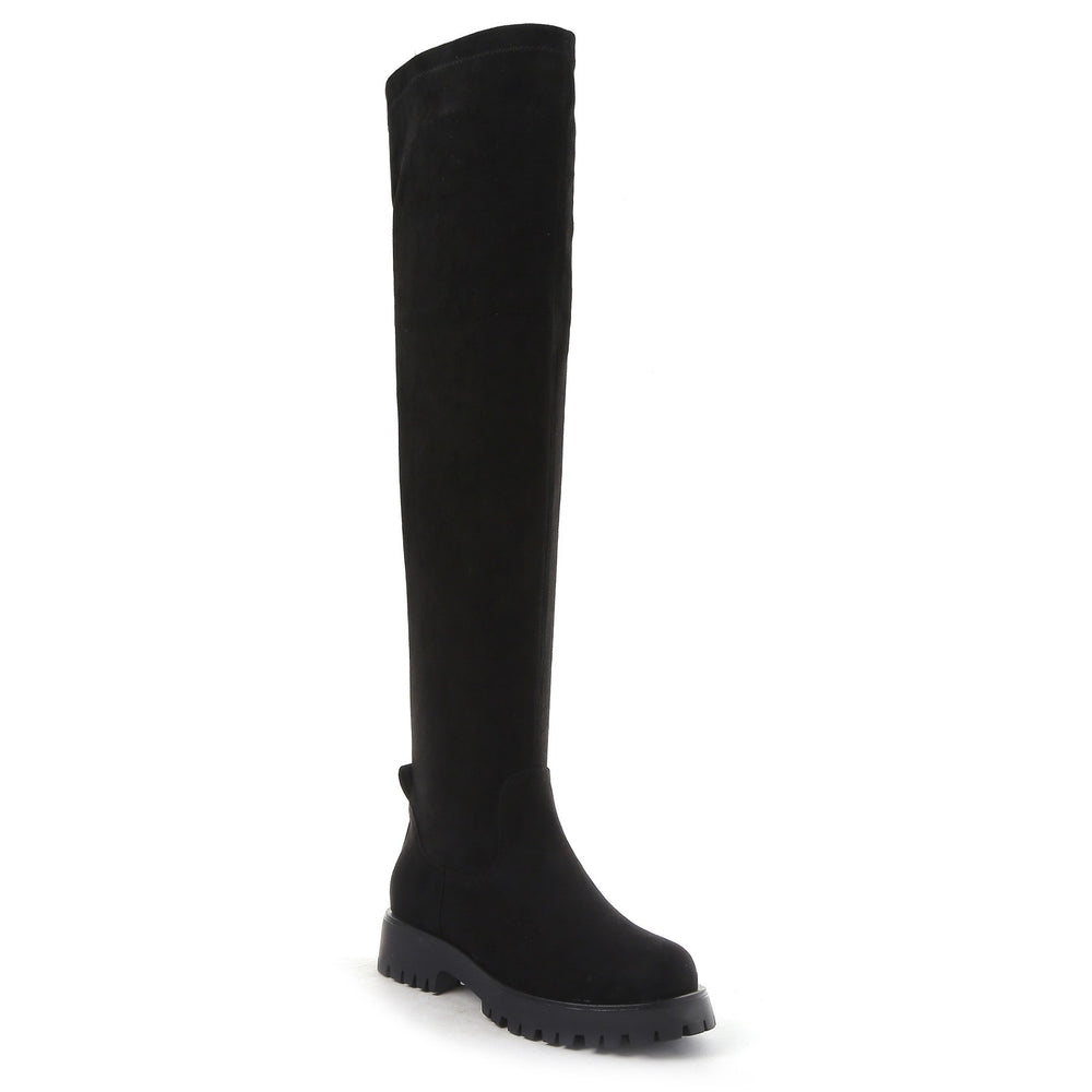 Smile Favorites Overknee-Stiefel Schwarzes Veloursleder