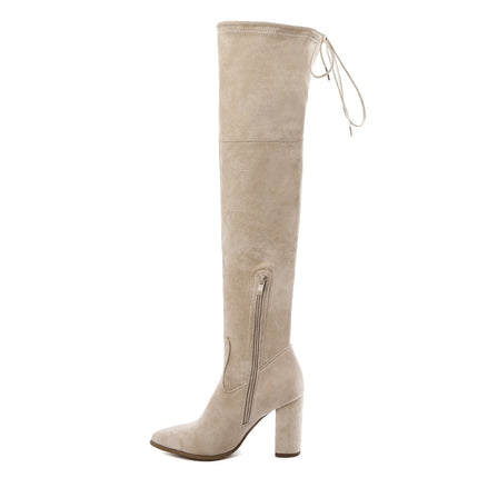 Smile Favorites Overknee-Stiefel Beige Wildleder Spitze