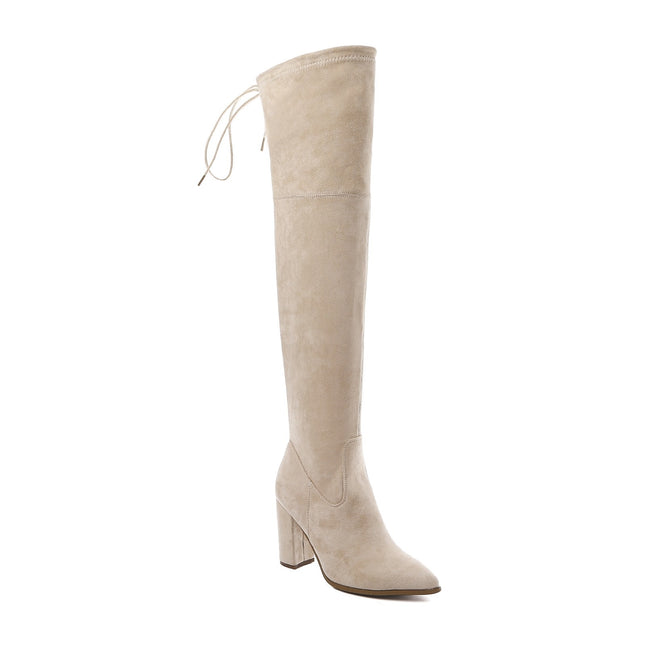 Smile Favorites Overknee-Stiefel Beige Wildleder Spitze