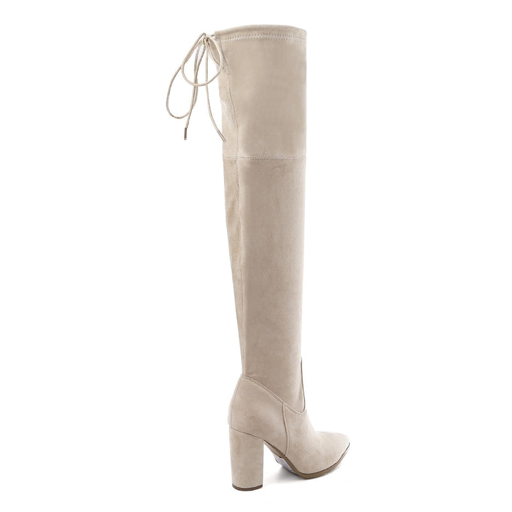 Smile Favorites Overknee-Stiefel Beige Wildleder Spitze