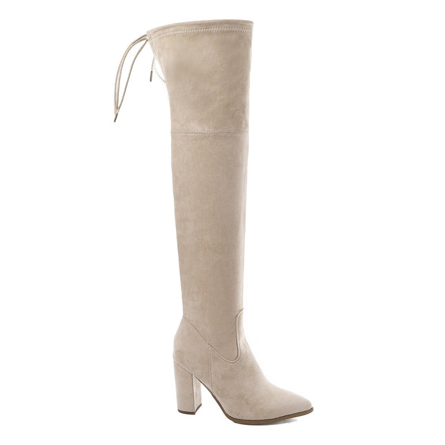 Smile Favorites Overknee-Stiefel Beige Wildleder Spitze