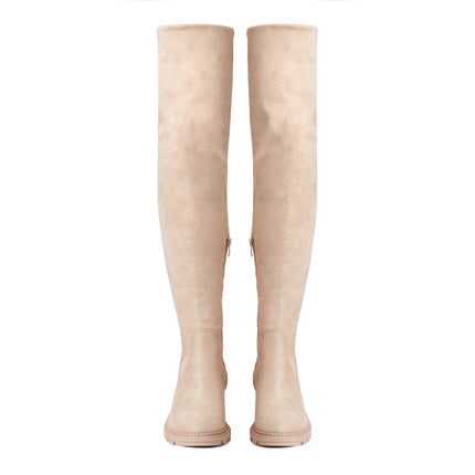 Smile Favorites Overknee Stiefel Beige suedine Blockabsatz