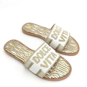 Smile Favorites Hausschuhe Gold Weiß Dolce Vita