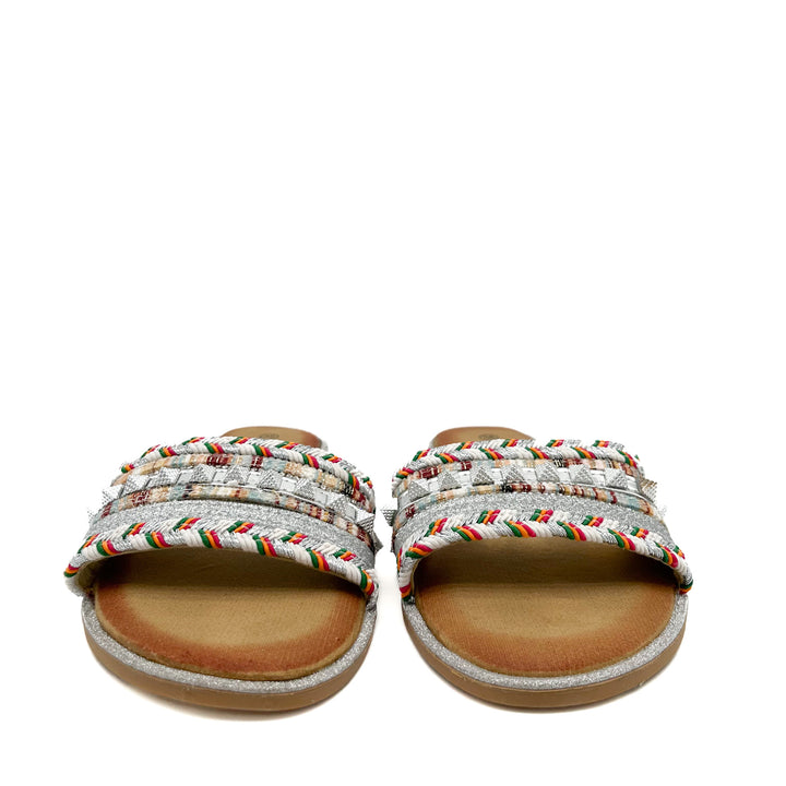 Smile Favorites Pantoffeln Silber Nieten Glitzer
