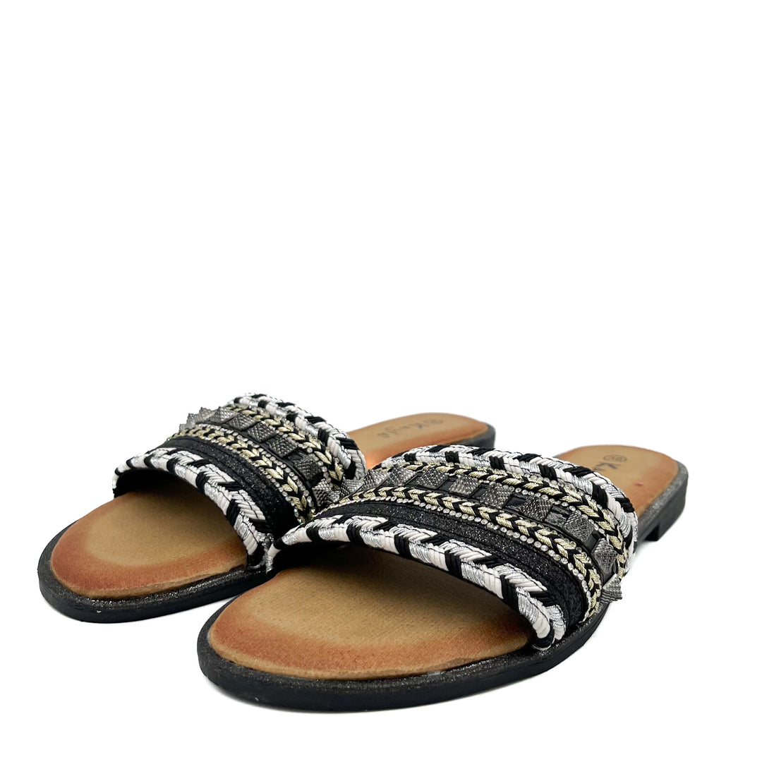 Smile Favorites Pantoffeln Schwarz Nieten Glitzer