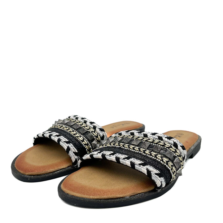 Smile Favorites Pantoffeln Schwarz Nieten Glitzer