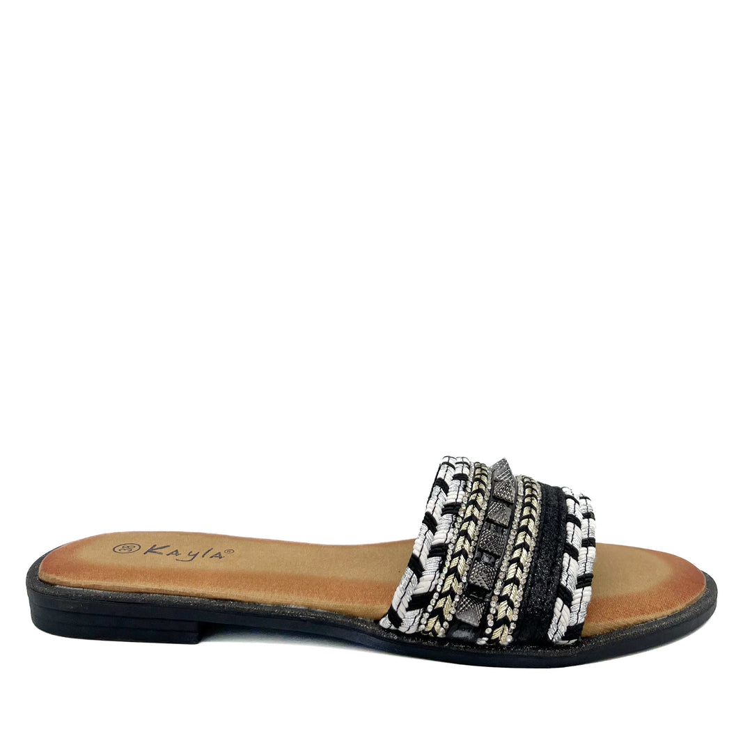 Smile Favorites Pantoffeln Schwarz Nieten Glitzer