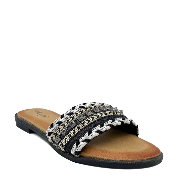 Smile Favorites Pantoffeln Schwarz Nieten Glitzer