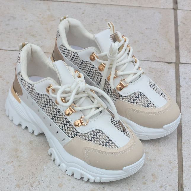 Smile Favorites Turnschuhe Beige Dad Look Canvas