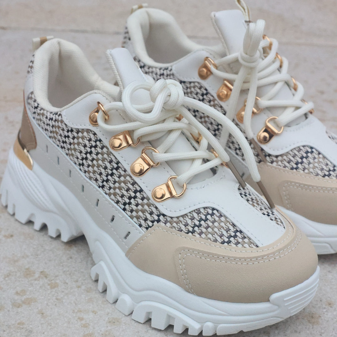 Smile Favorites Turnschuhe Beige Dad Look Canvas
