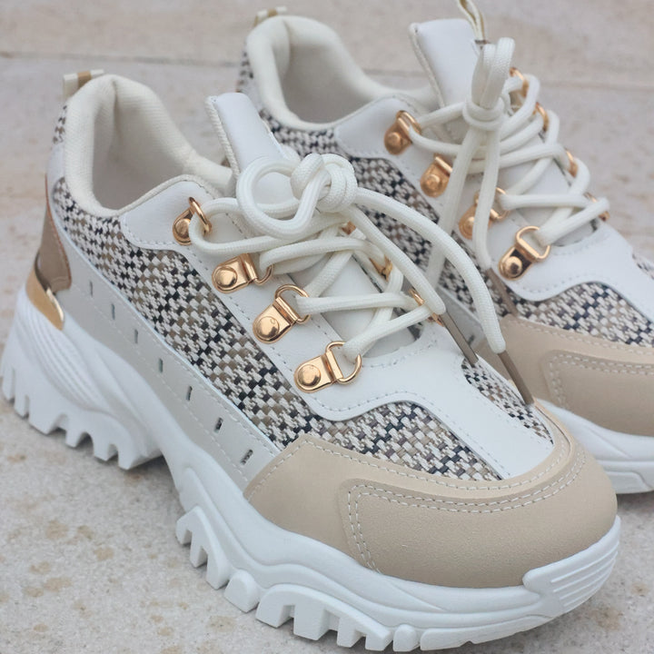 Smile Favorites Turnschuhe Beige Dad Look Canvas