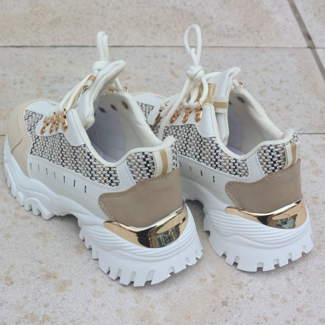 Smile Favorites Turnschuhe Beige Dad Look Canvas