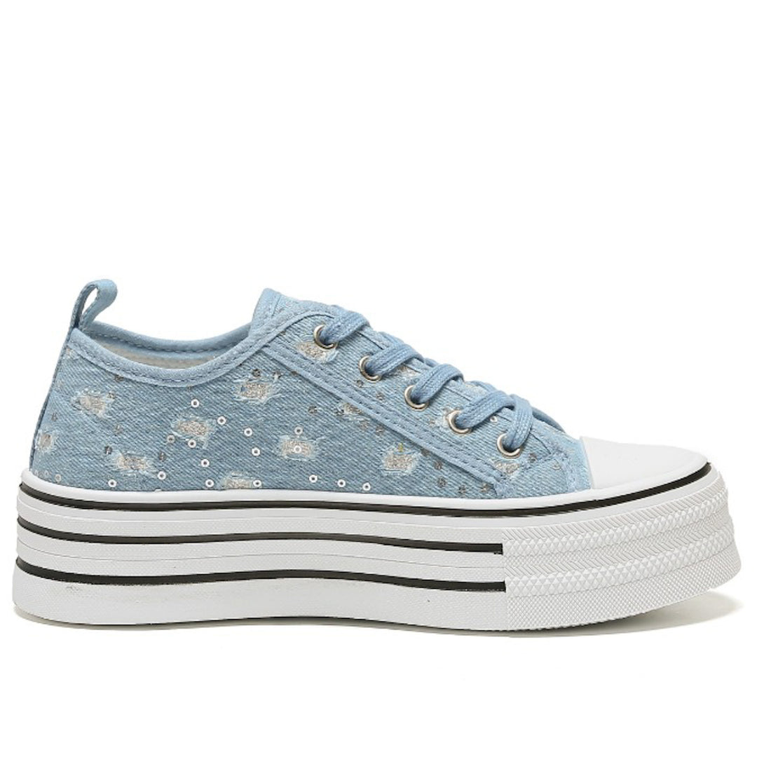 Smile Favorites Turnschuhe Blau Denim Plateau