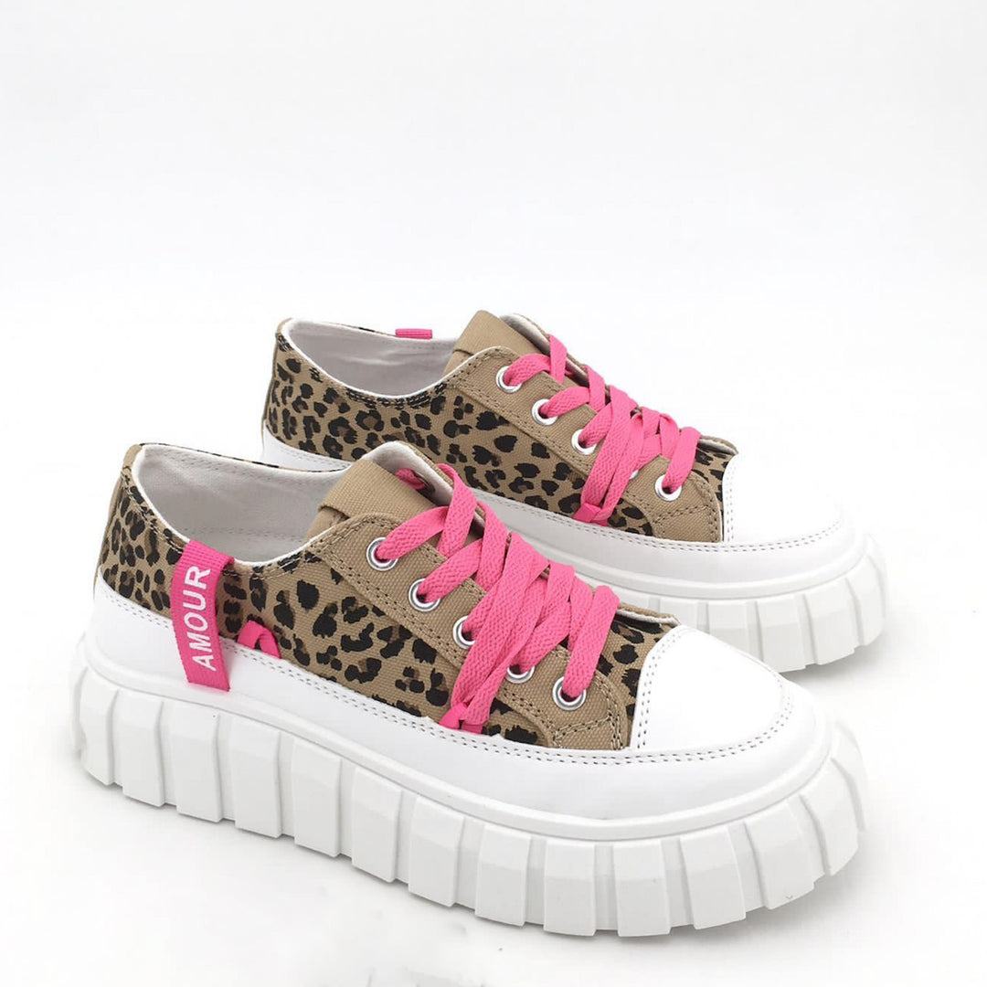 Smile Favorites Turnschuhe Leopard Fuchsia Cotton Amour