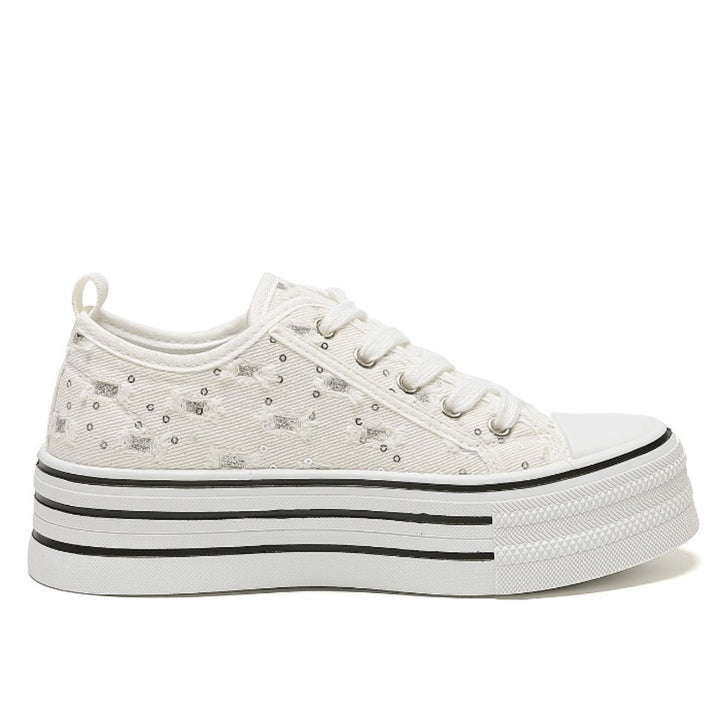 Smile Favorites Turnschuhe Weiß Denim Plateau