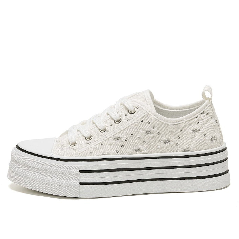 Smile Favorites Turnschuhe Weiß Denim Plateau
