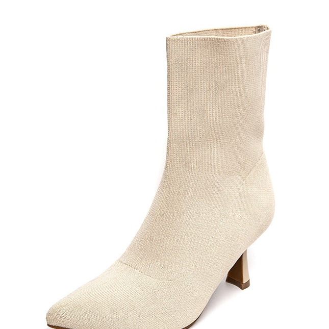 Smile Favorites Socke Heels Beige Kitten Heel
