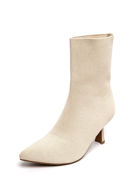 Smile Favorites Socke Heels Beige Kitten Heel