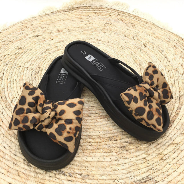 Smile Favorites Flip Flops Schwarze Schleife Leopard