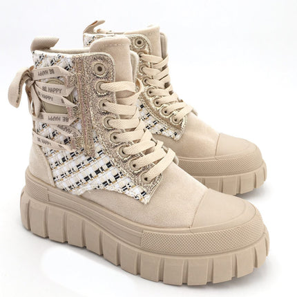 Smile Favorites Veteranenstiefel Beige Be Happy