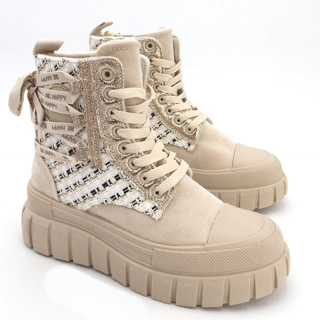 Smile Favorites Veteranenstiefel Beige Be Happy