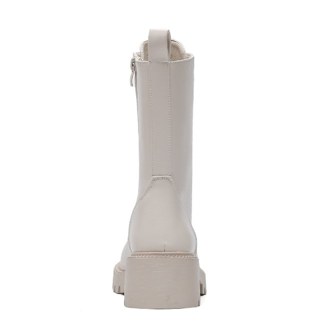 Smile Favorites Veteranenstiefel Beige Brosche