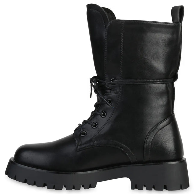 Smile Favorites Veteranenstiefel Lederlook Schwarz