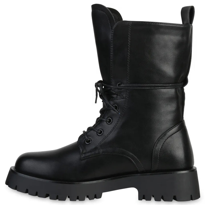 Smile Favorites Veteranenstiefel Lederlook Schwarz