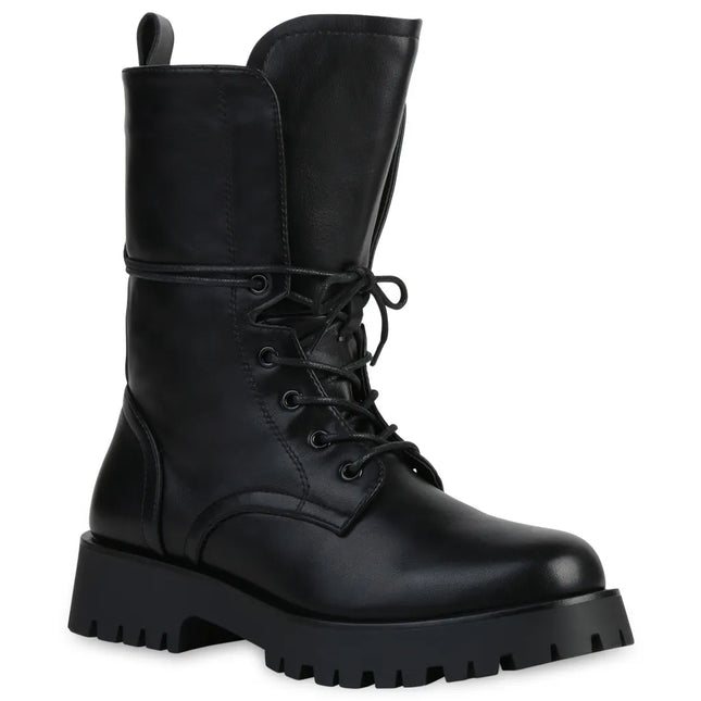 Smile Favorites Veteranenstiefel Lederlook Schwarz