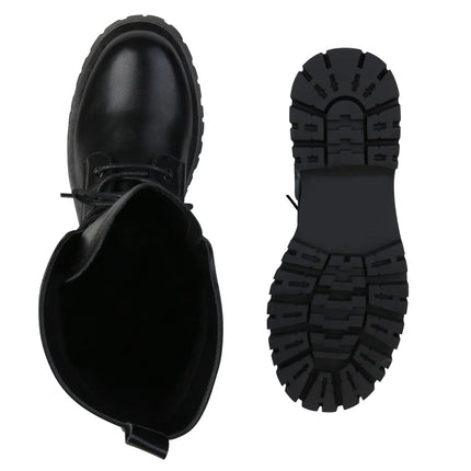 Smile Favorites Veteranenstiefel Lederlook Schwarz