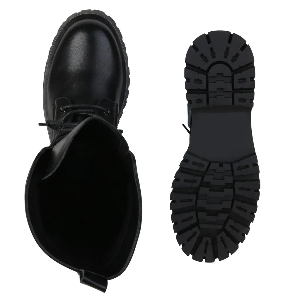 Smile Favorites Veteranenstiefel Lederlook Schwarz