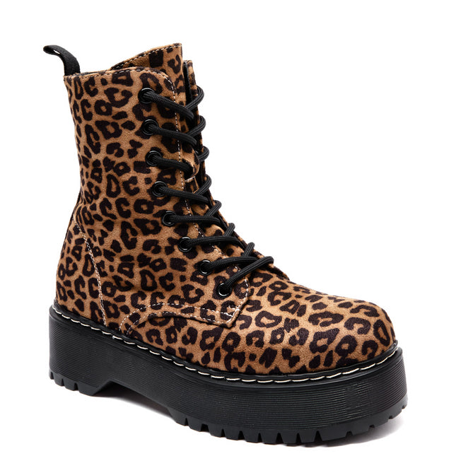 Smile Favorites Veteranenstiefel Leopard Plateau