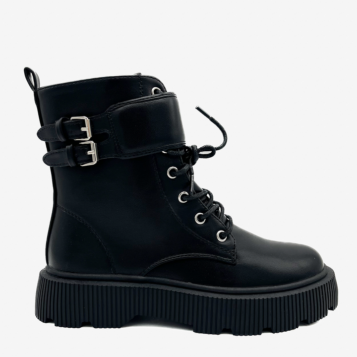 Smile Favorites Schnürstiefel Girls Schwarz Schnallen